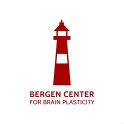Rødt fyrtårn på hvit bakgrunn. Logo for Bergen Center for Brain Plasticity.