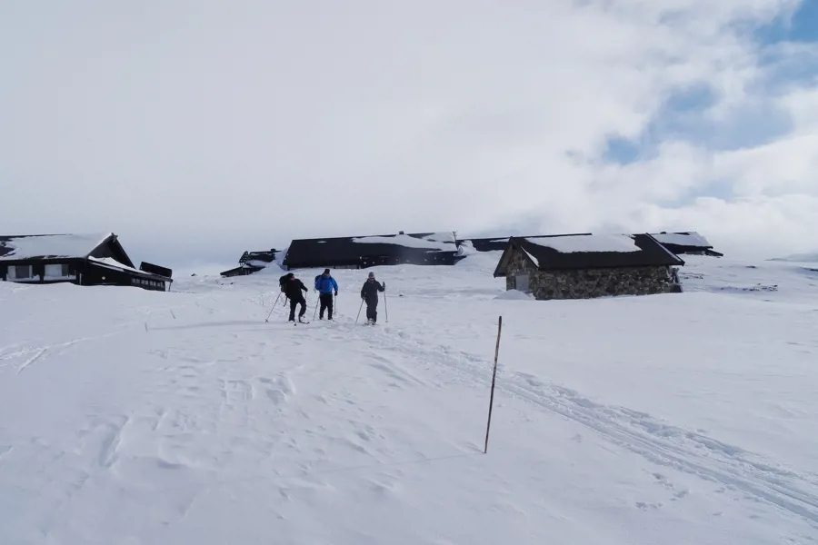 langrennsløper går i snøen på fjellet