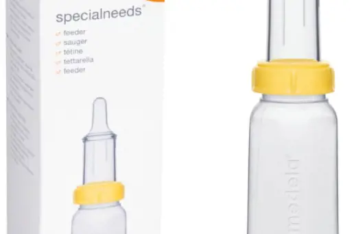 Eske og tåteflaske for mating av barn med spesielle behov fra Medela produkter. Foto