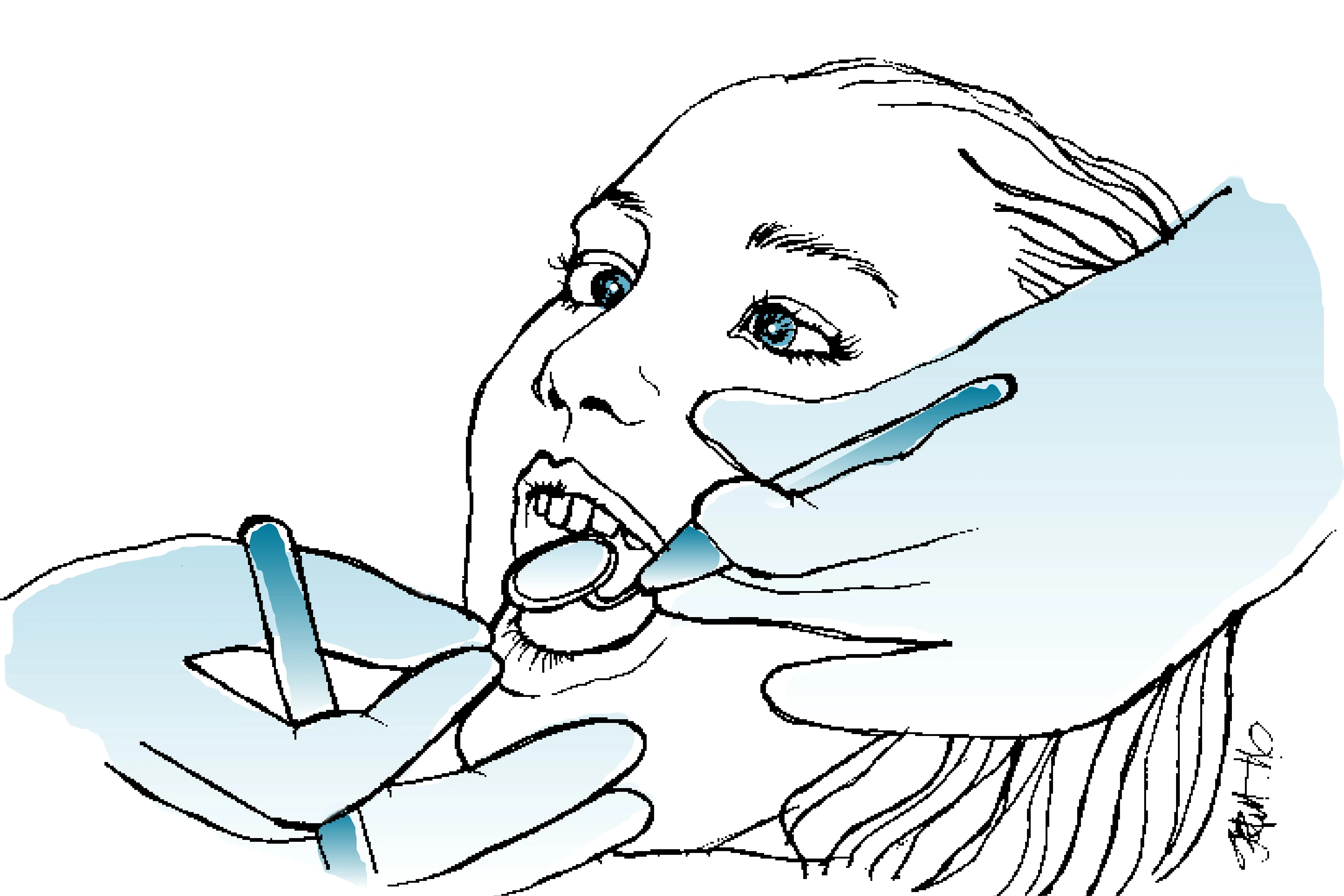 Illustrasjon jente hos tannlege